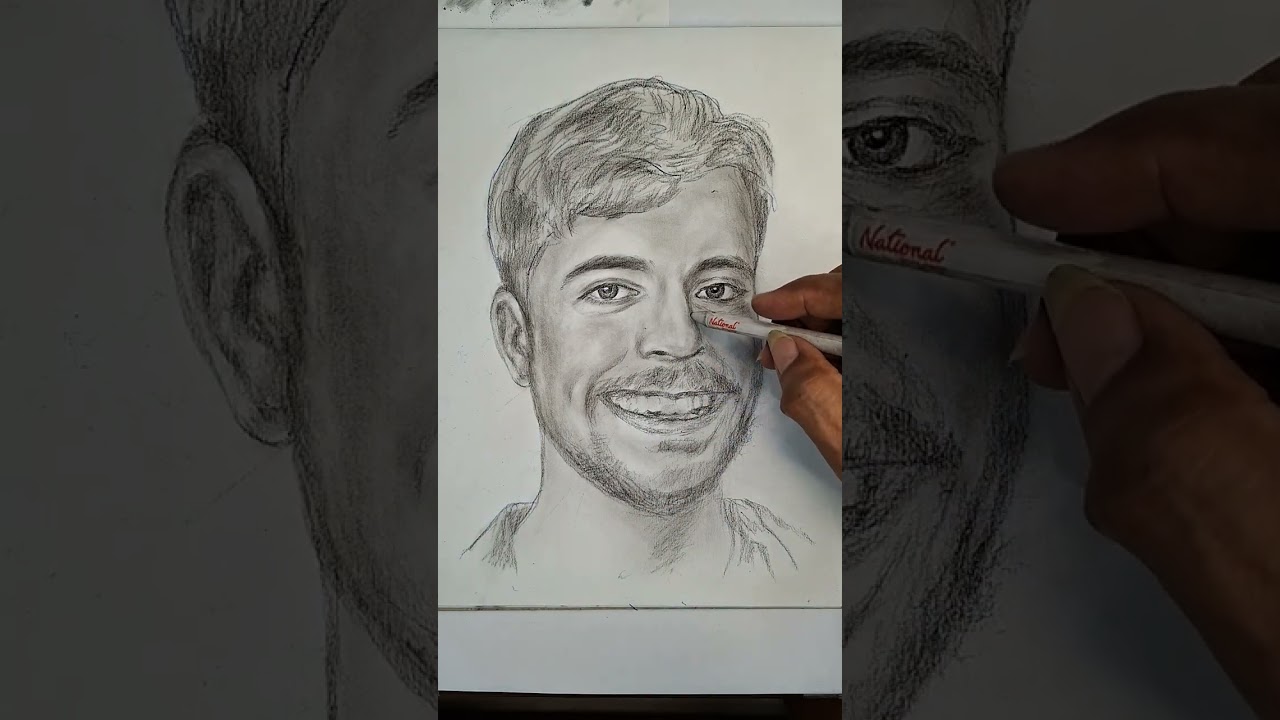 Mr.Beast Easy Charcoal Art Tutorial Lesson #art #mr.beast 