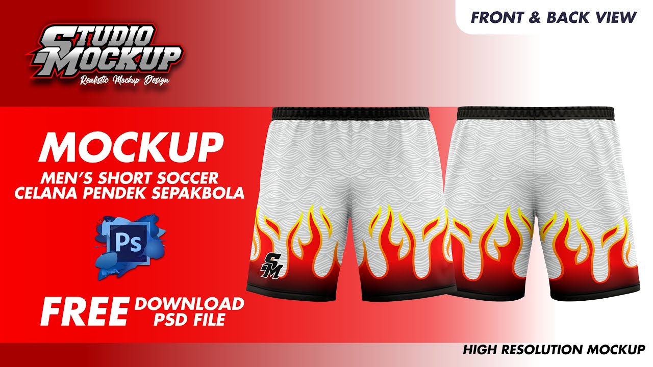 MOCKUP MEN''S SHORT SOCCER  | MOCKUP CELANA PENDEK | FREE MOCKUP PSD