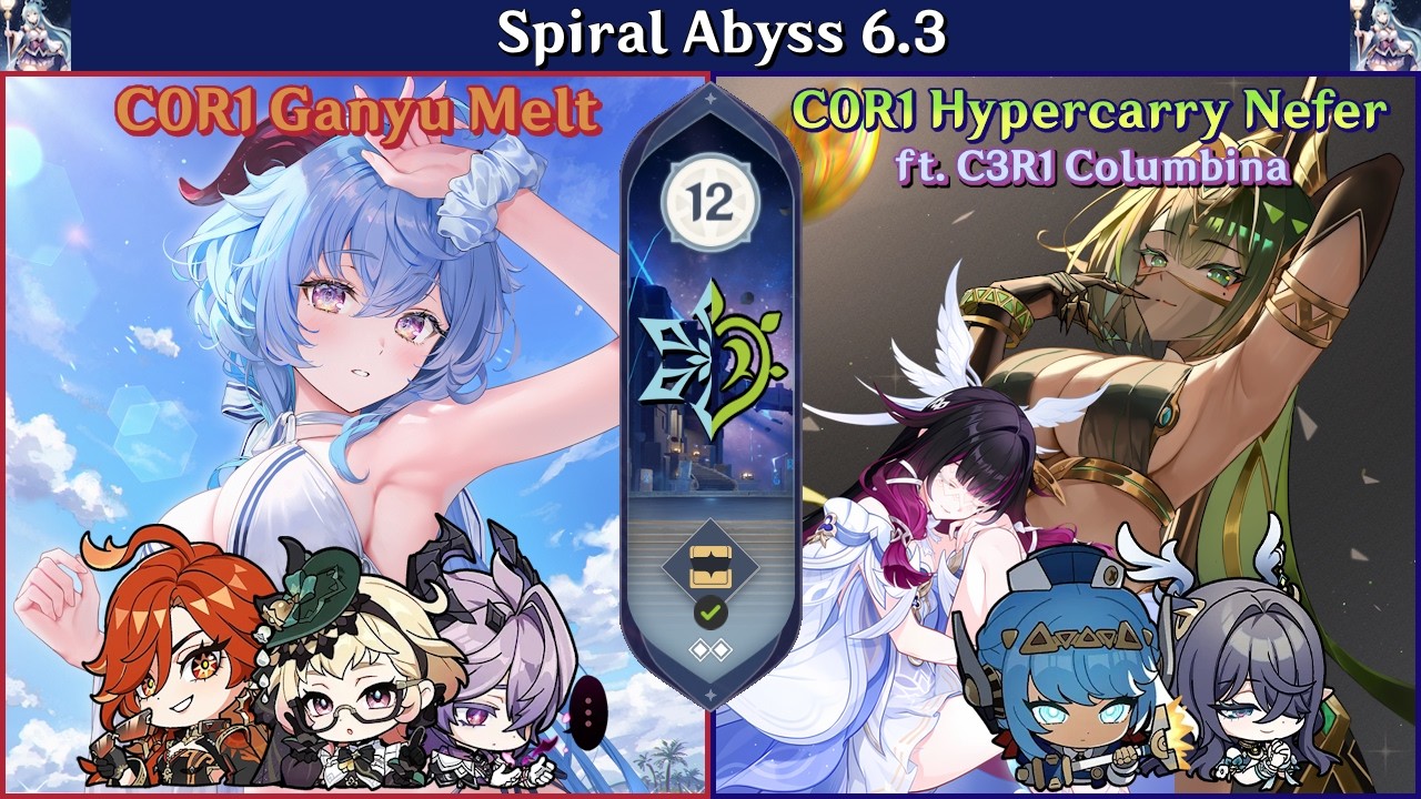 Bloomcharging | C0R1 Ganyu Melt & C0R1 Nefer ft. C3R1 Columbina | SA 6.3 - Floor 12 9 stars [GI 原神]