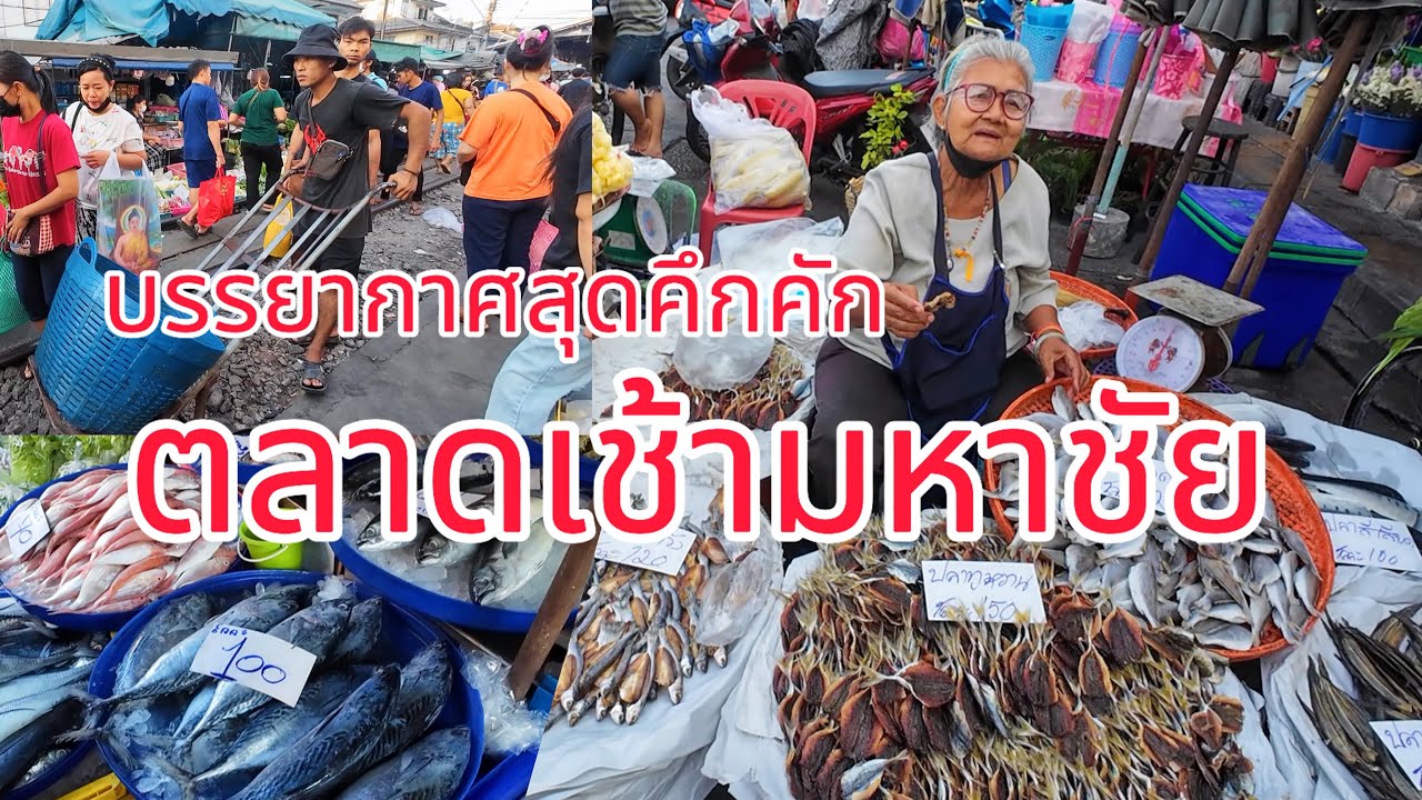 ตลาดเช้ามหาชัย!!!บรรยากาศสุดคึกคัก…อาหารทะเลสดๆใหม่ๆ #ตลาดเช้ามหาชัย
