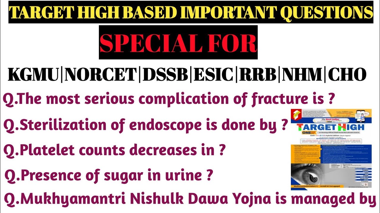 Target High Based Important Questions|Target high based Important Questions for Nursing Exams