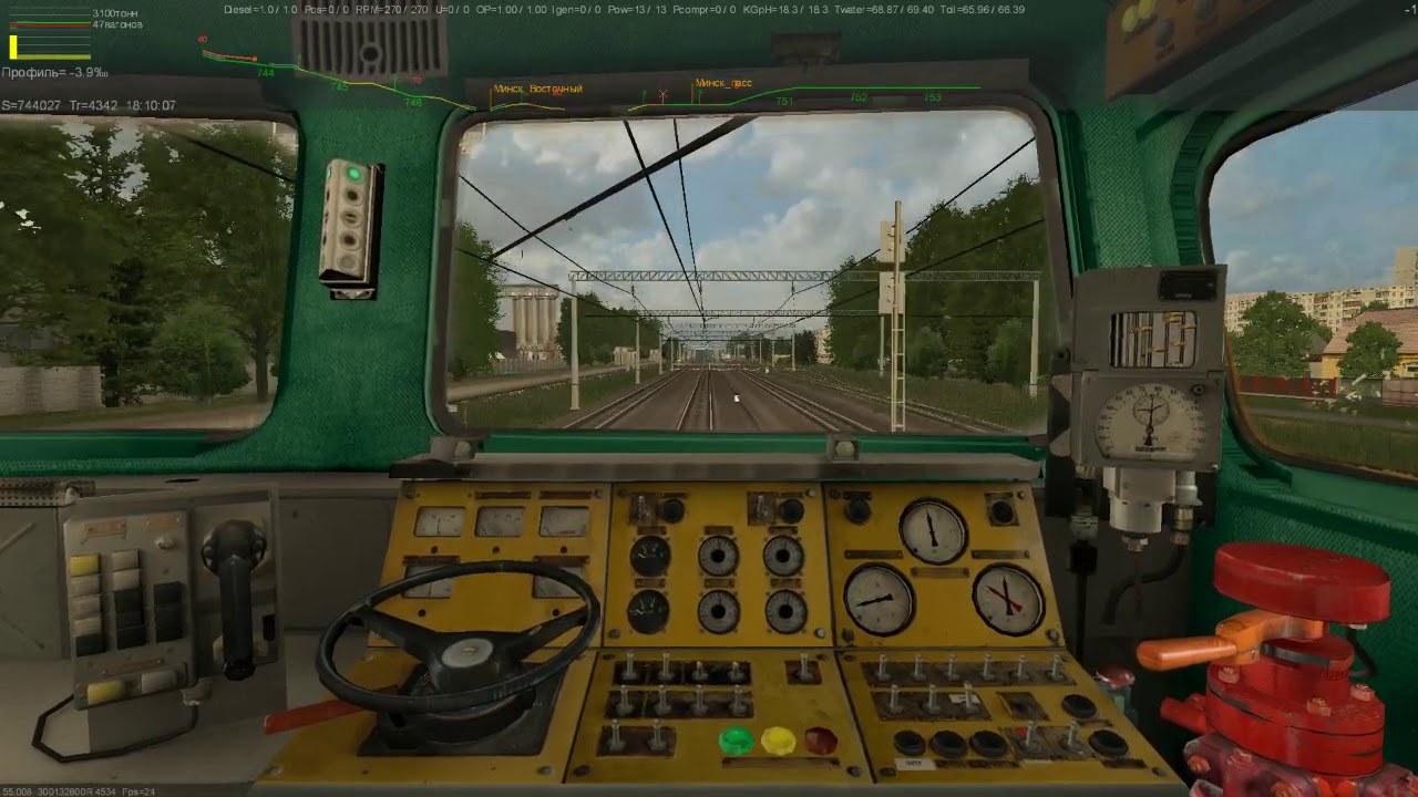Пробная поездка на 2ТЭ10У по участку Озерище Минск пасс в ZDSimulator