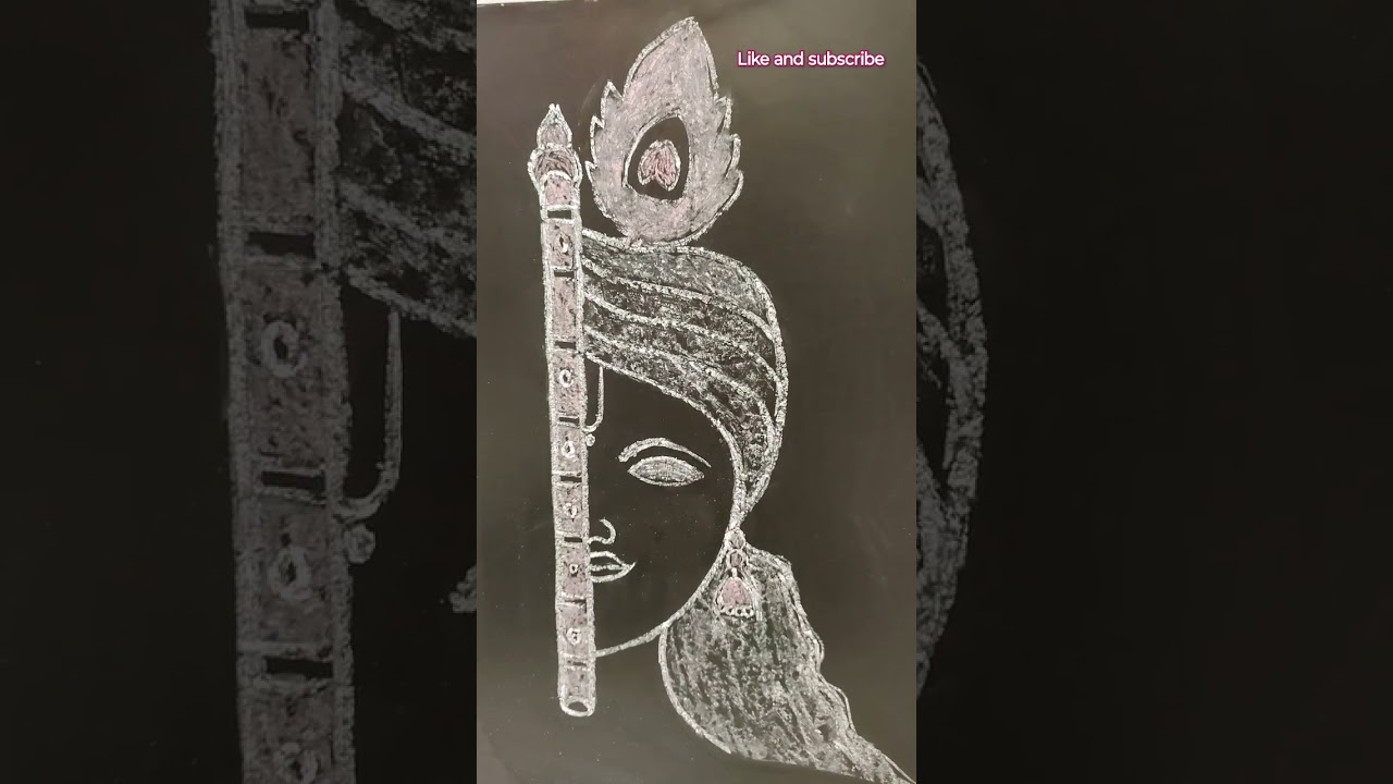 Krishna on Black board | Lord Krishna chalk drawing on black board #easydrawing #firstdrawing