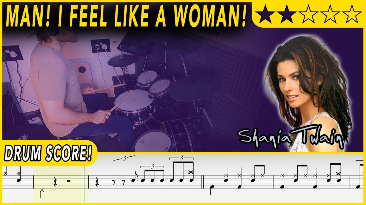 Man! I Feel Like A Woman! - Shania Twain | DRUM SCORE Sheet Music | #390 DRUMSCRIBE