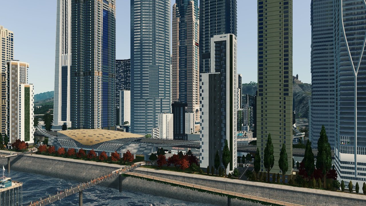 36 commercial zones in the waterfront district - Cities Skylines Nouveau Springs LIVE STREAM pt 2