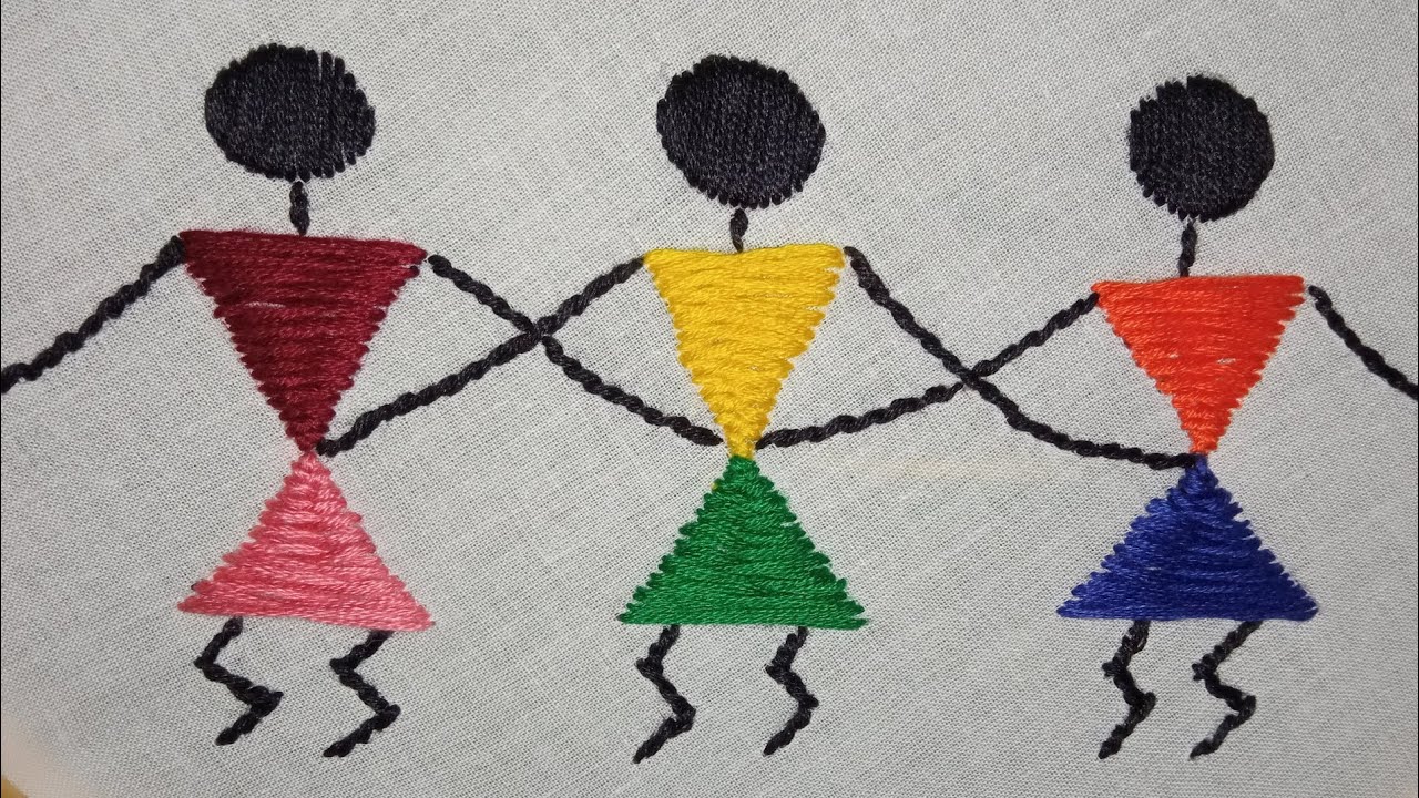 Hand Embroidery Warli Design | Traditional Work for Navratri Dress # Art of Maharashtra