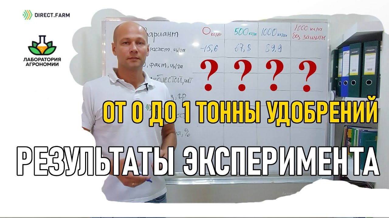 Урожайность на эксперименте по применению удобрений
