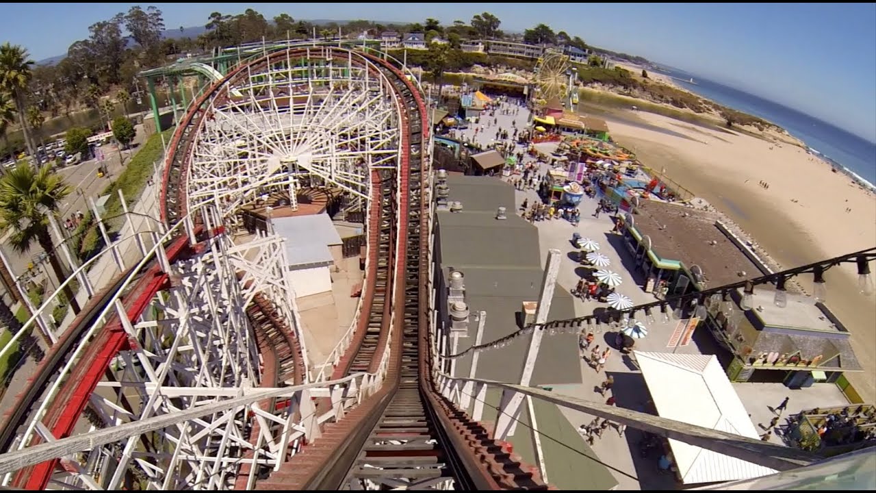 Giant Dipper Wooden Roller Coaster POV Santa Cruz Beach Boardwalk
