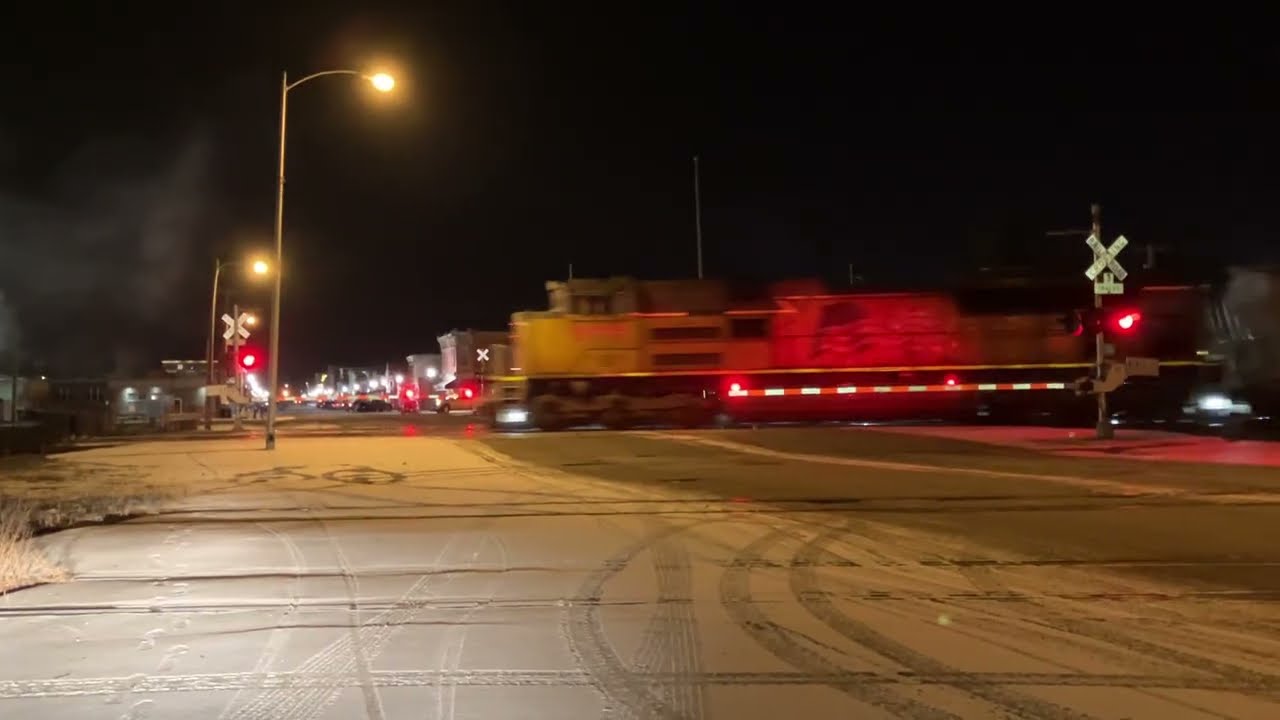 UP 8471 Manifest Freight Train East, Main St. Railroad Crossing, Fremont NE
