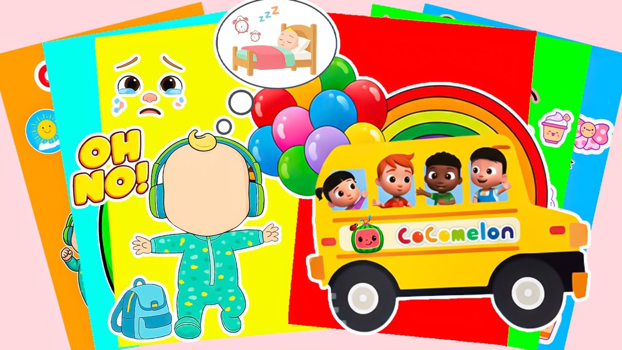 【Paper DIY】Decorate Sticker Book with JJ Oversleeping Missing The School Bus… Will He Make It?