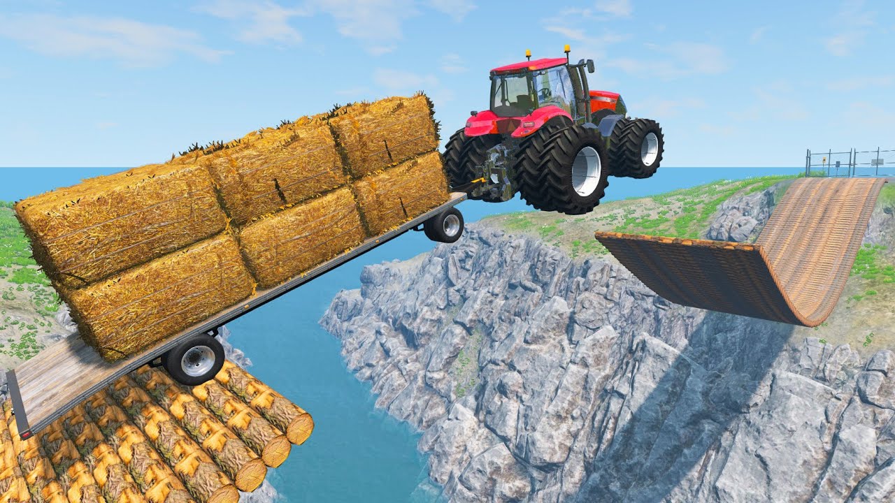 Cars Jumping over Impossible Loop Bridge - Cars vs Deep Abyss and Long Bridge - BeamNG OMDs