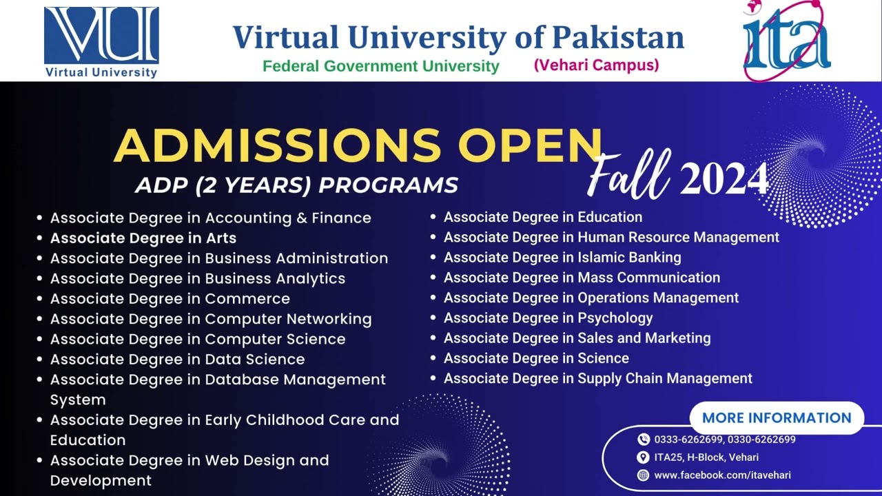 VU Admission Fall 2024