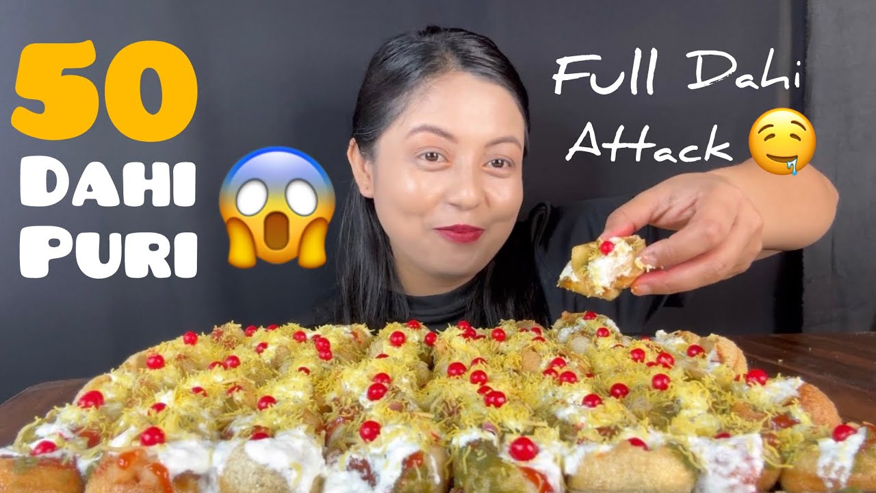 50 Dahi Puri Mukbang 😱 | Creamy Indian Street Food ASMR Eating