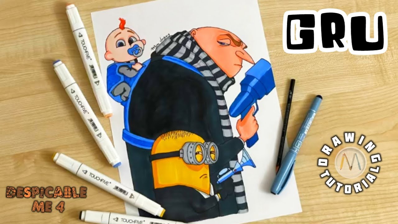 How to draw Gru from Despicable me 4