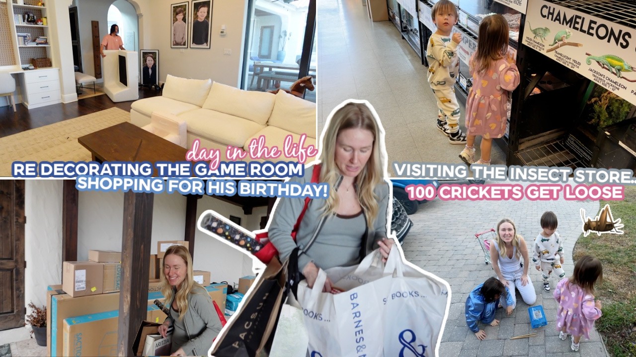 redecorating again..100 boxes arrive & 100 crickets get loose! day in the life as a mom of five