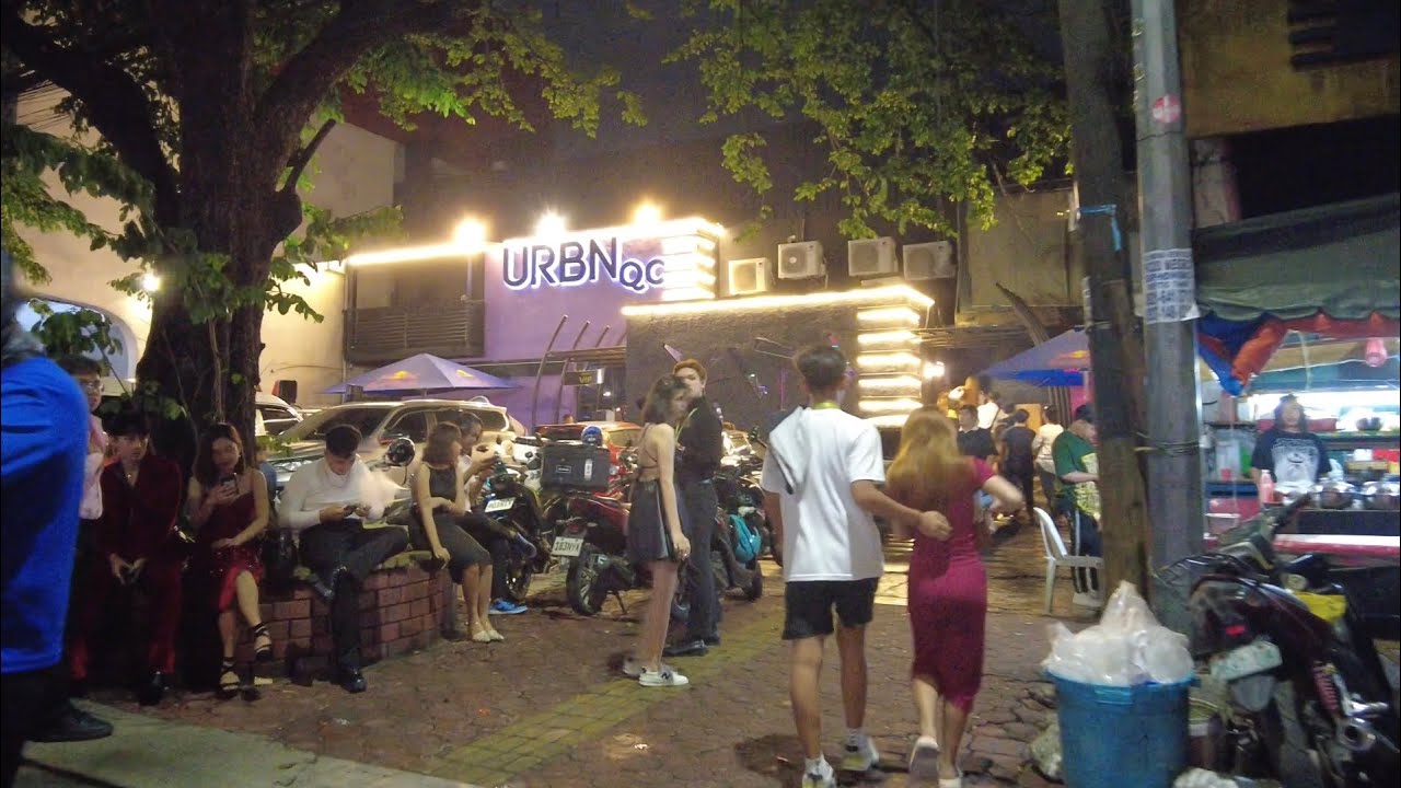 Timog Night Life Quezon City Manila Philippines, Walking Tour 4K UHD - July 2023