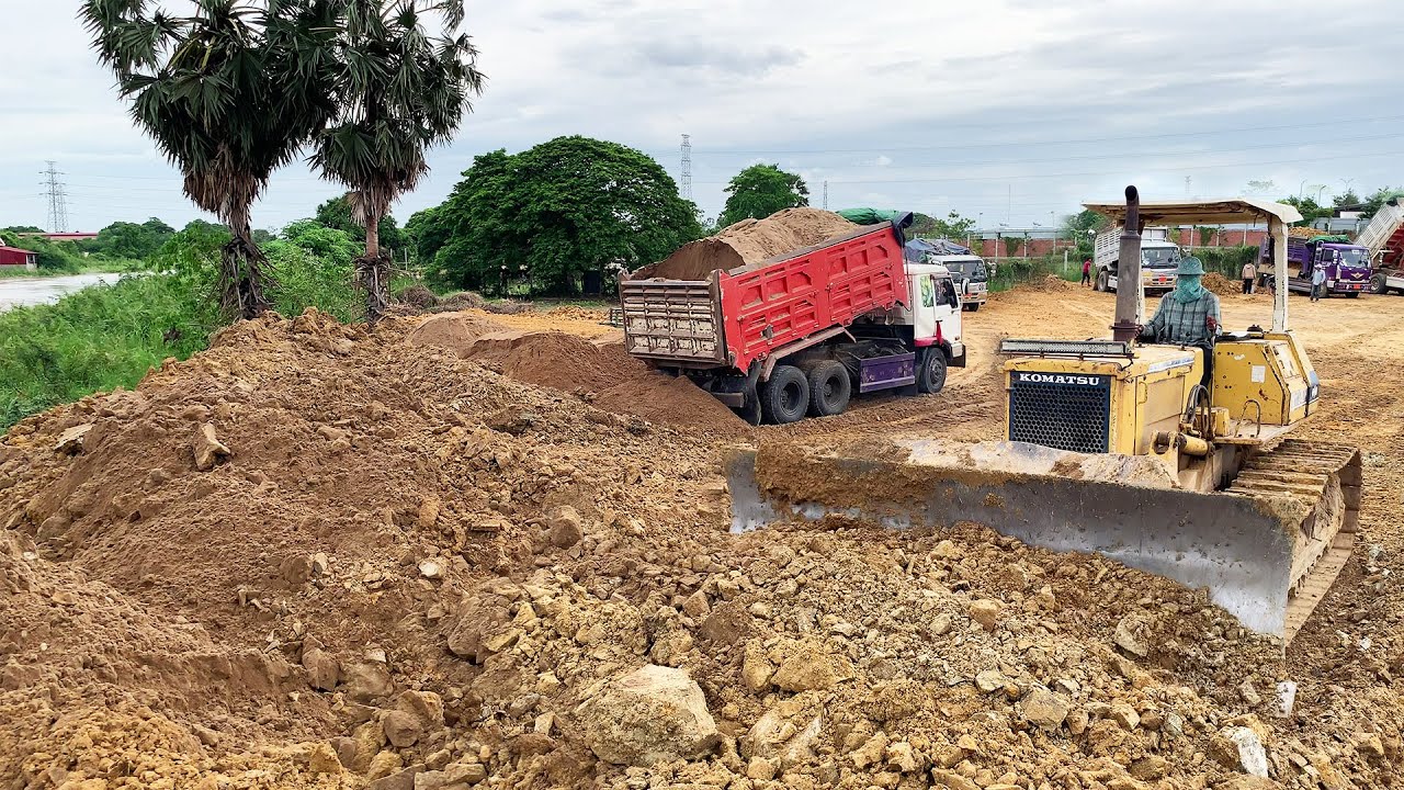 Amazing Project: Dozer Komatsu D40P Used Power to Move Sand & Dirt near the River