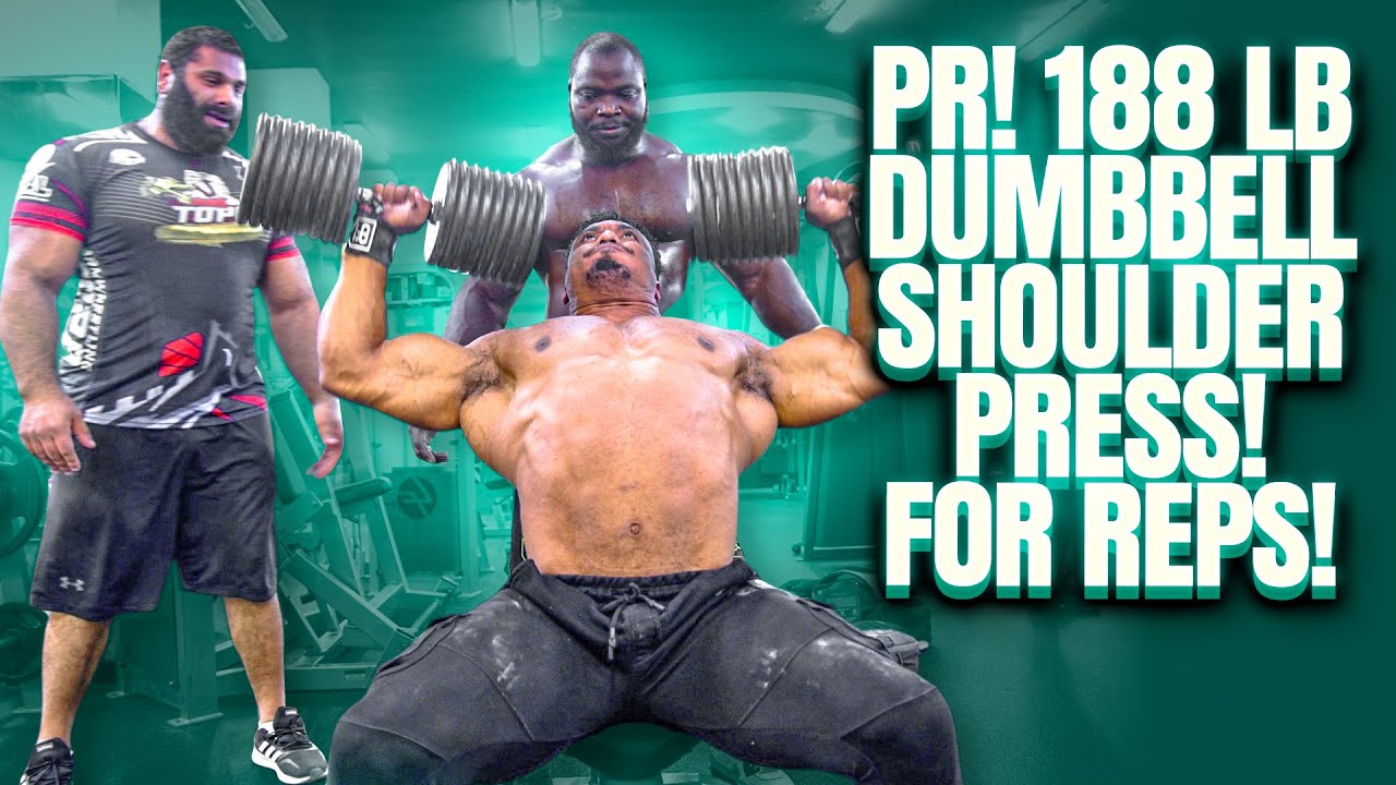 HUGE PR! 188 LBS / 85 KG DUMBBELL SHOULDER PRESSES FOR REPS! FULL ROM!