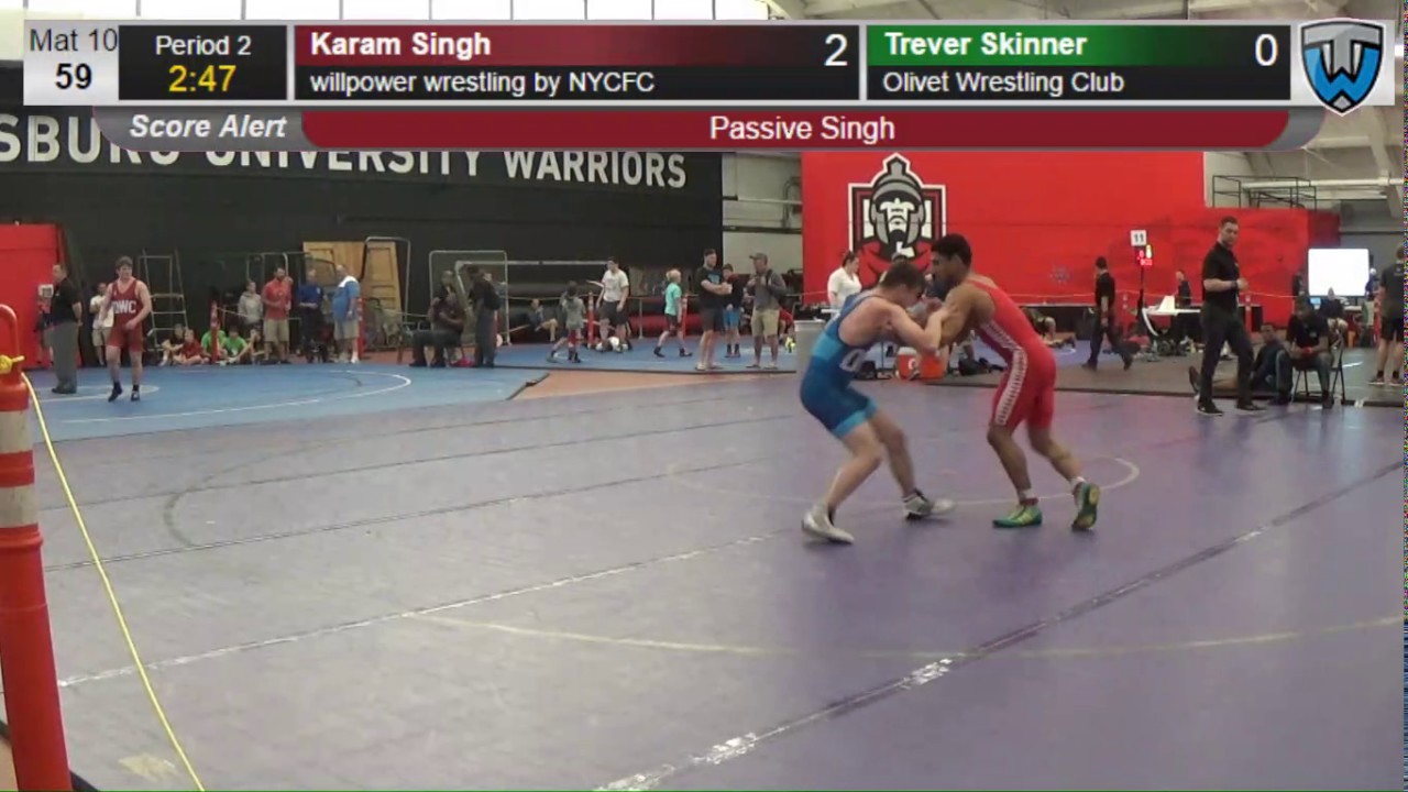5001 Open Men 59 KG Karam Singh willpower wrestling by NYCFC vs Trever Skinner Olivet Wrestling Club