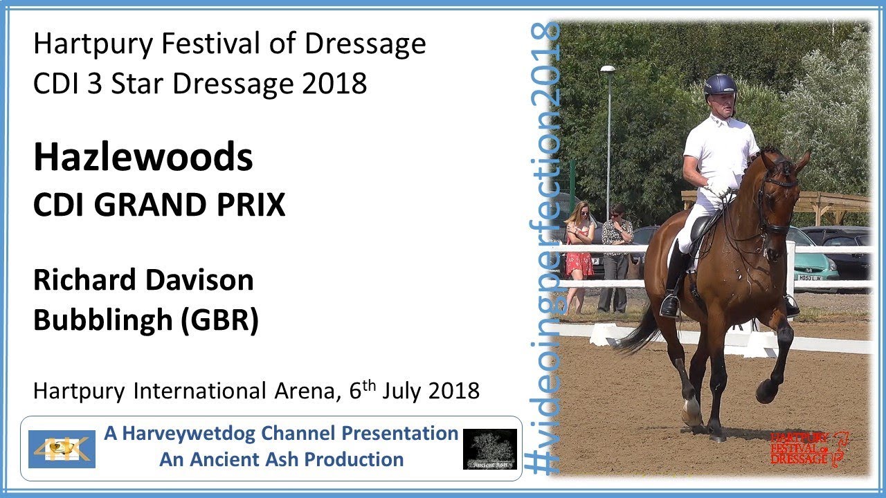 Richard Davison and Bubblingh Grand Prix; HARTPURY FESTIVAL OF DRESSAGE 2018