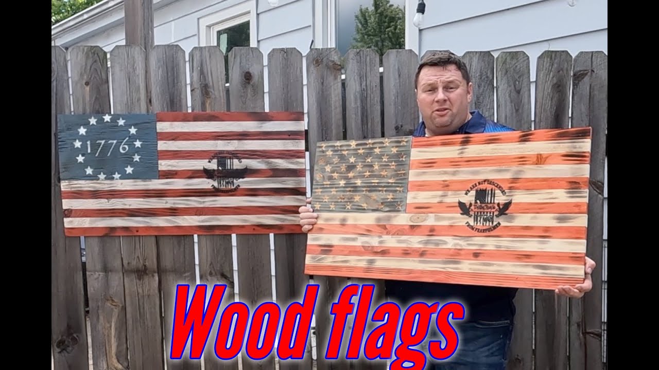 Stained and burned wooden American flag