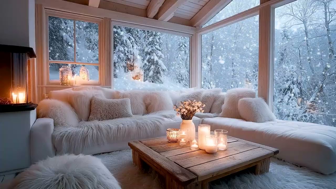 🎹❄️ For Nights When You Can’t Switch Off | Cozy Winter Piano, Fireplace Warmth & Snow | Winter Room
