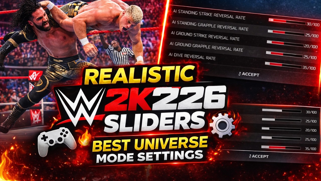 WWE 2K26 REALISTIC SLIDERS! Best Universe Mode & Gameplay Settings (Player vs CPU & AI vs AI)