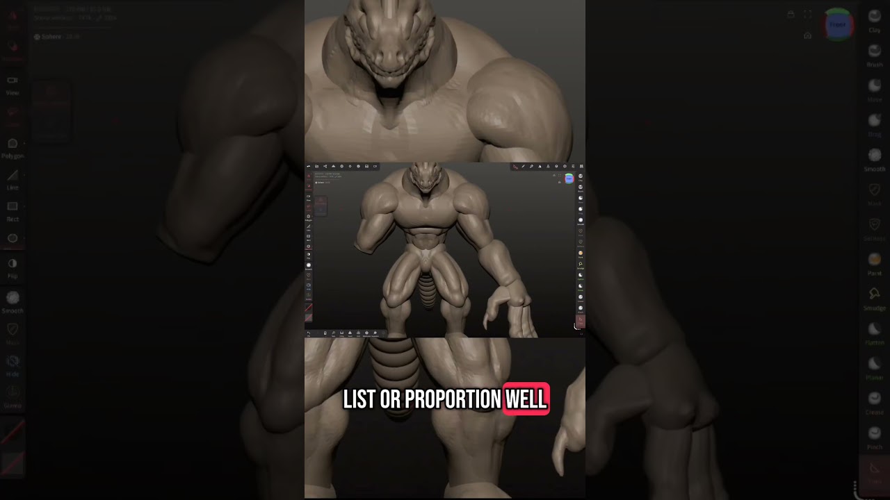 1 minute vs 1 hour sculpt on nomad #3d #art #nomadsculpt #fantasy #creature #monster #conceptart