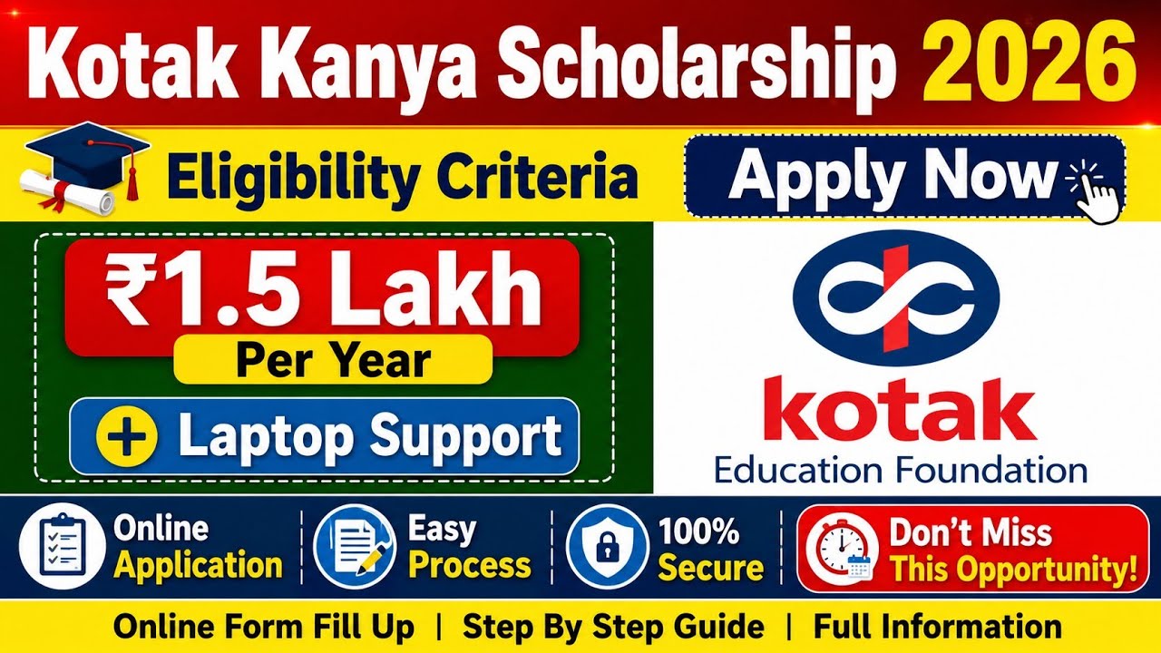 Kotak Kanya Scholarship 2026 Online Apply | How to Apply Kotak Kanya Scholarship 2026 -27 | 1.5 Lakh