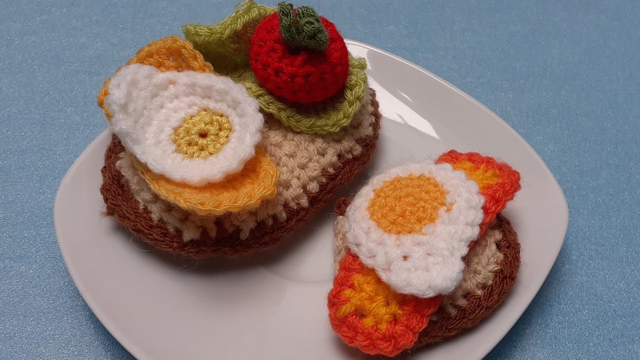 Kinderküche - Scheibe Brot selbstgehäkelt #new