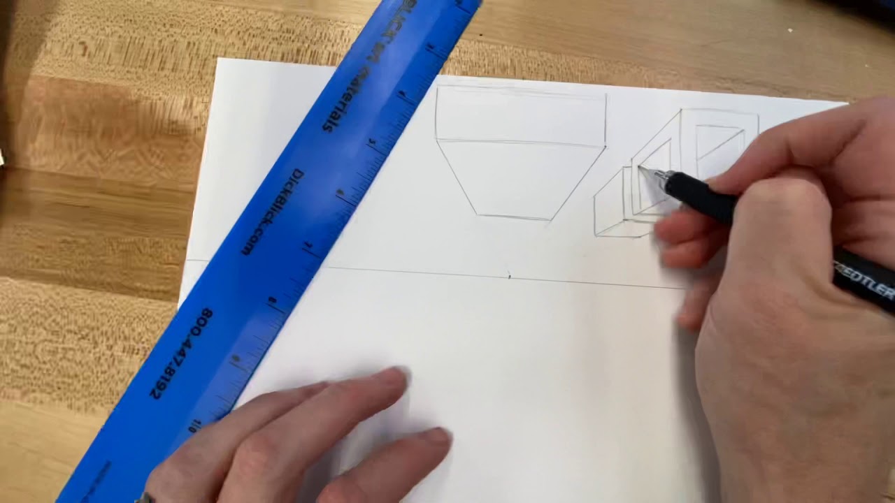 Time Lapse: One-point Linear Perspective Series: Worm&rsquo;s Eye View. Cut outs and Awning.