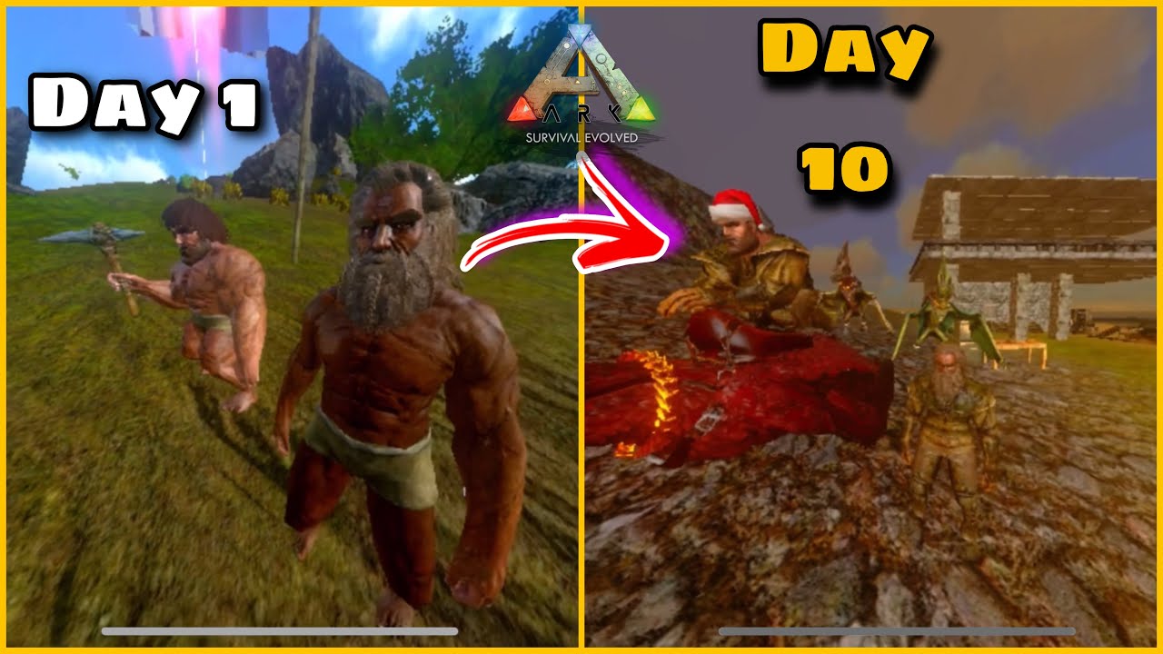 (ARK MOBILE ) 100 days in ark mobile - Duo survival - DAY 1 - DAY 10