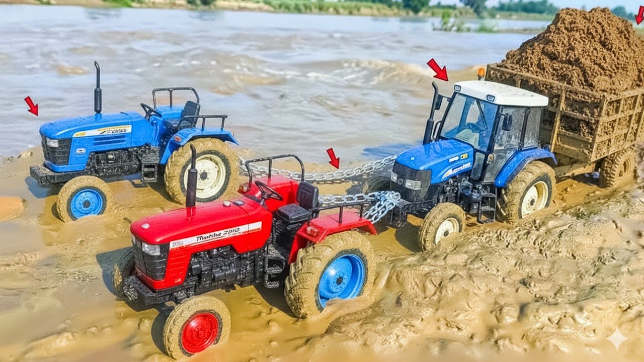 New Tractor Mahindra and Swaraj tractor muddy accident pulling out Hollande tractor l tractor 