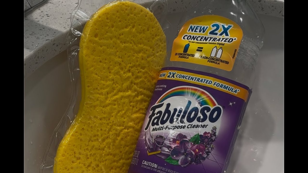 New Sponge Squeeze 🧽 Fabuloso 💜 Complete Rinse #spongesqueeze #spongerinsing #spongeasmr #sponge