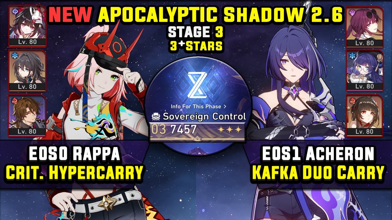 E0 Rappa Crit Carry & E0 Acheron Carry (3 Stars) NEW Apocalyptic Shadow 3 Honkai Star Rail 2.6