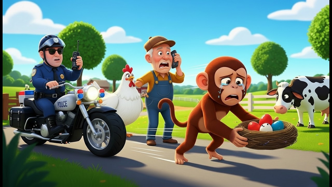 Monkey Arrested for Stealing Eggs?! 🚨 Police & Farmer Rescue Baby Chicks | WellSon Kids