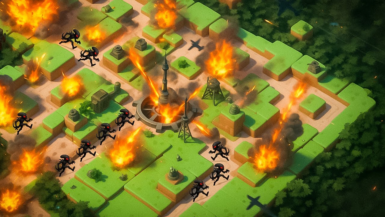 Using AERIAL BOMBARDMENT To Defeat the Aliens in Tower Dominion!