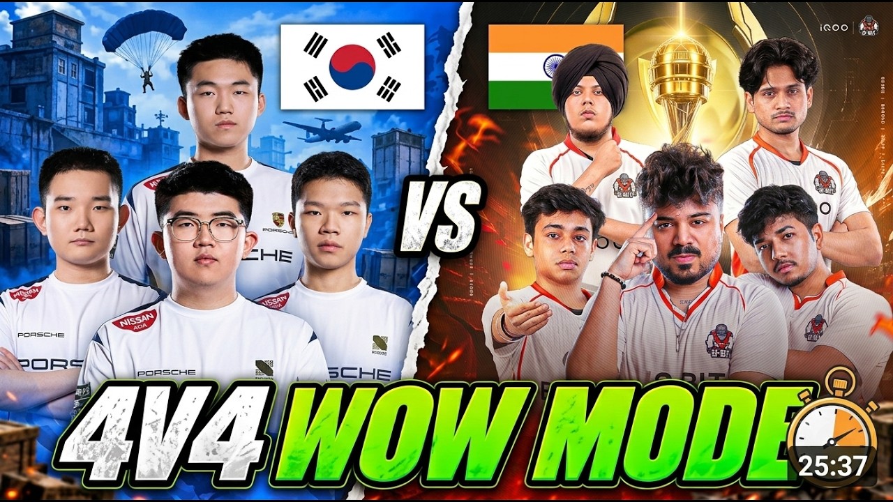 India Team 8Bit🇮🇳 vs KRX🇰🇷 4v4 Intense Wow Mode 🔥 India vs Korea in BGMI ✅ BMIC PMGC Scrims S8UL