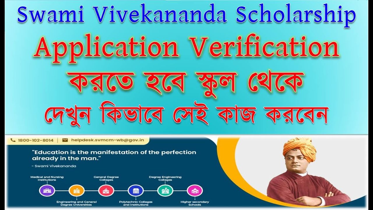 Swami Vivekananda Scholarship HOI level verification process | svmcm HOI verification