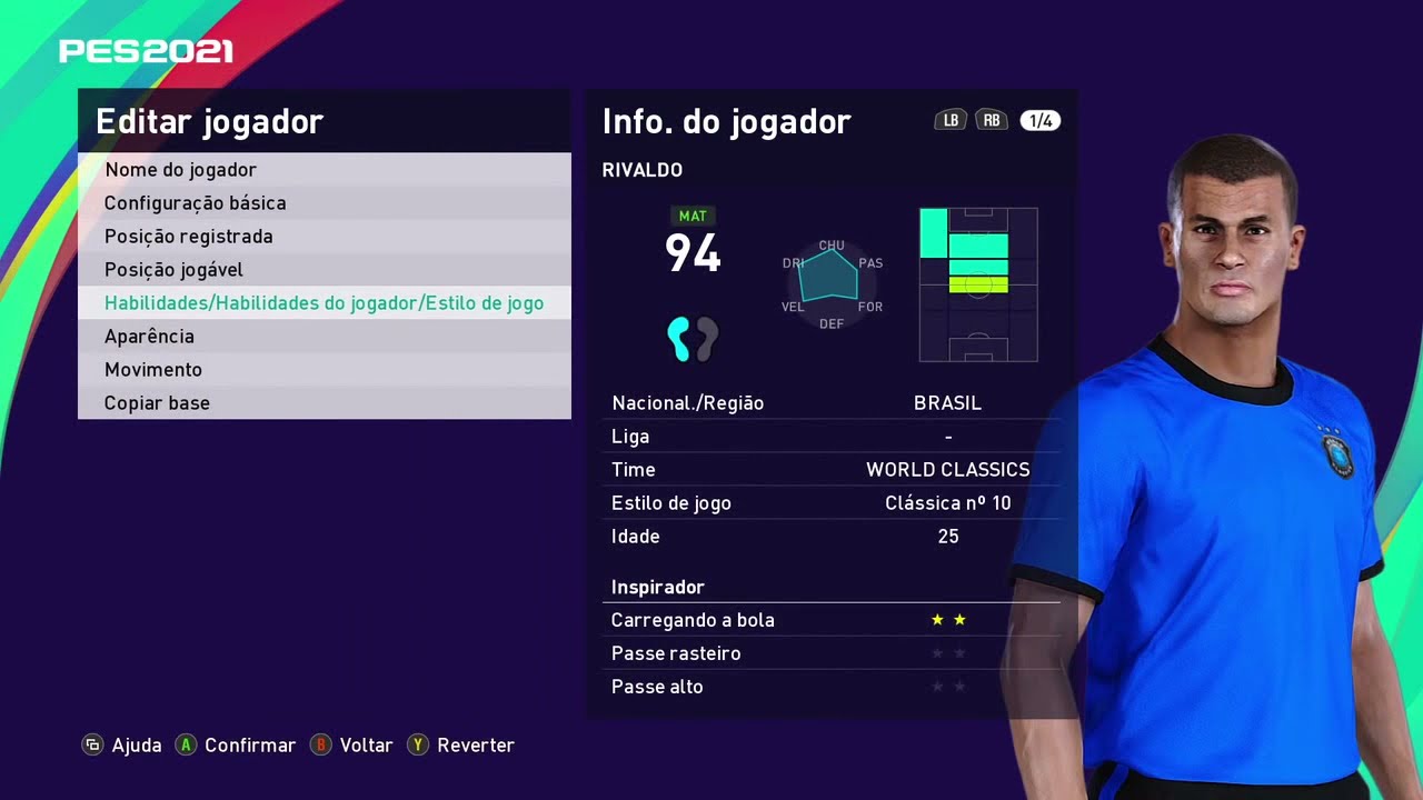 PES 2021- FACE RIVALDO LEGEND