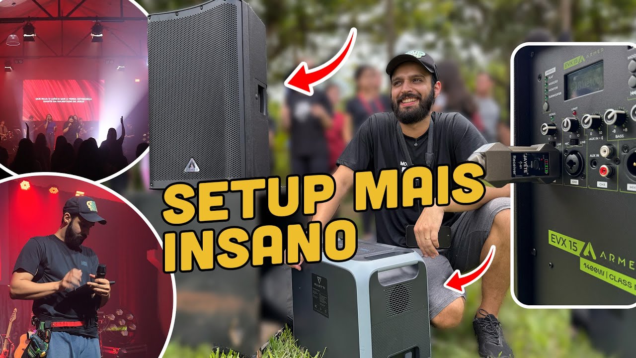 O ÁUDIO E ILUMINAÇÃO MAIS PODEROSO QUE LEVEI PARA UM ACAMPAMENTO!