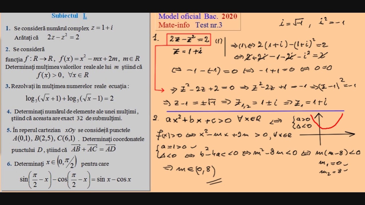 Bacalaureat 2020 - Model oficial, test nr. 3 (Mate-Info)