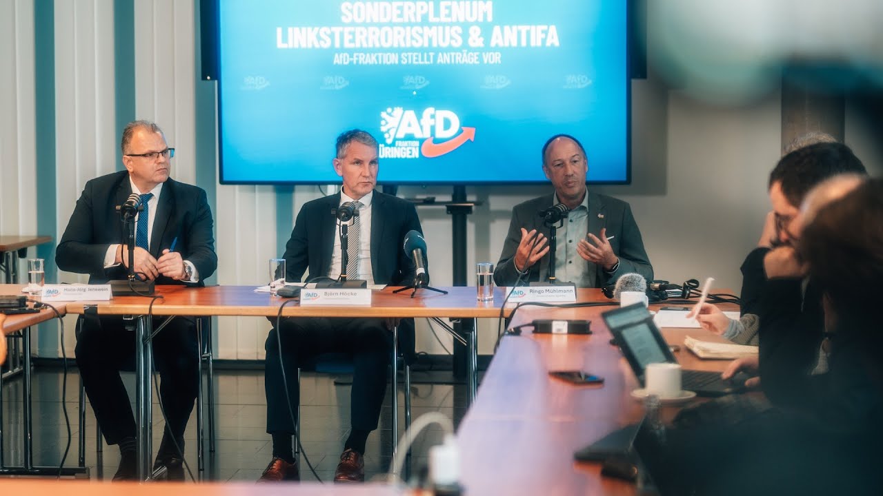 &raquo;Antifa-Verbot&laquo; Pressekonferenz der AfD-Fraktion Th&uuml;ringen Oktober 2025