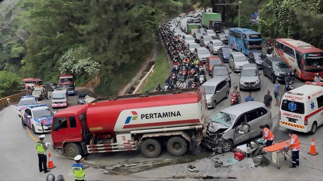 Allahu Akbar‼️ Penumpang Berteriak Histeris, Menit&sup2; Mengerikan Minibus Rem Blong di Sitinjau Lauik