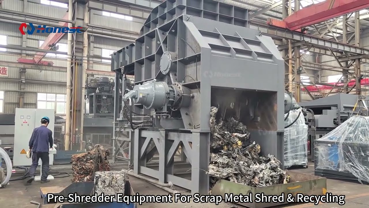 Pre-Shredder Equipment For Scrap Metal Shred & Recycling - Industrial Metal Debaler Machine.