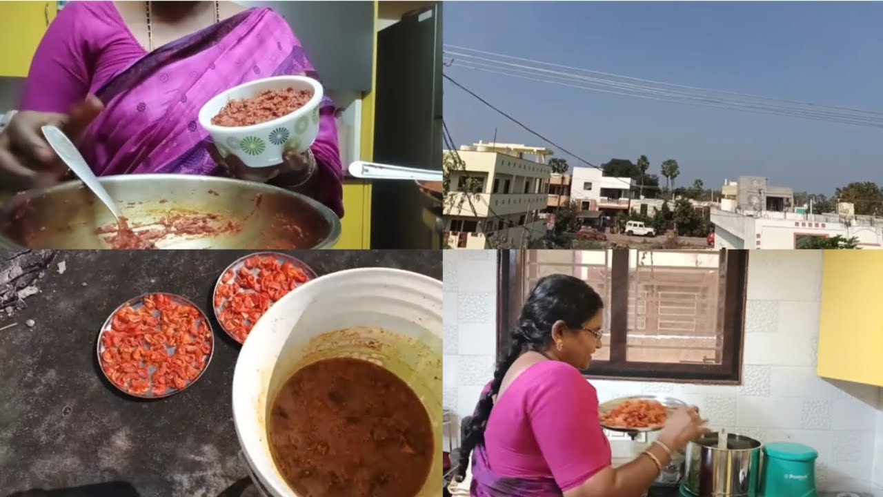 టమోటో ముక్కలు నిల్వ పచ్చడి చేశాను రోట్లో చేస్తుంటే ఒకళ్ళం రుబ్బటం ఒకళ్ళం తొయ్యటం