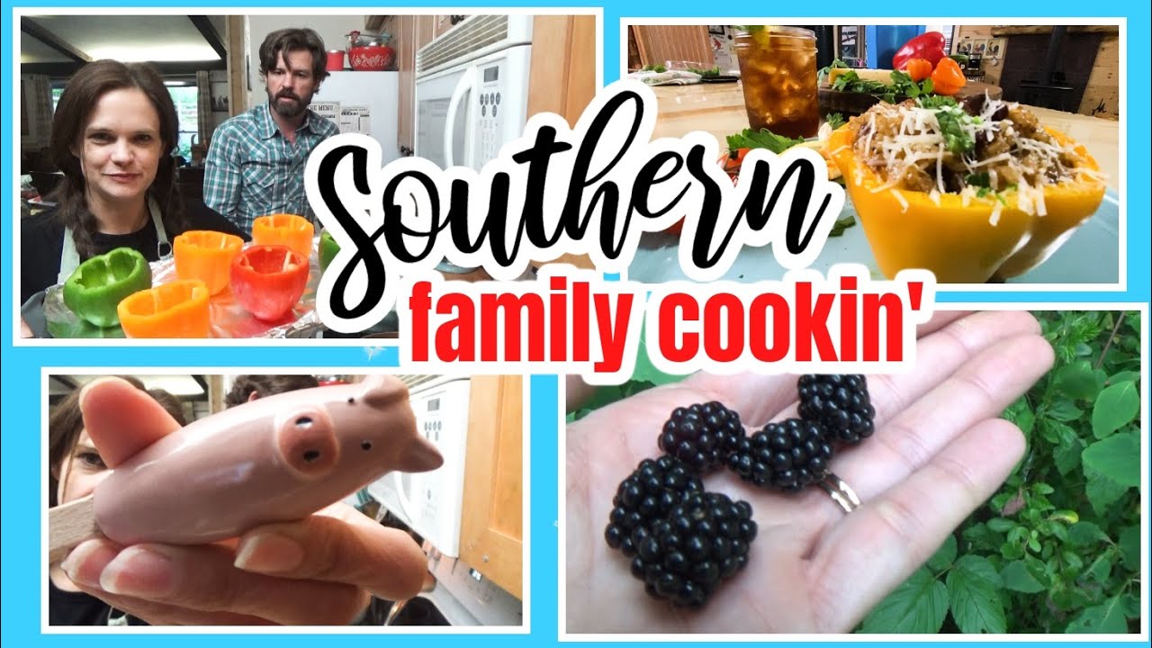We're making this up...😆 | Beef Tips & Rice Stuffed Peppers for Dinner! | Southern Family Cooking