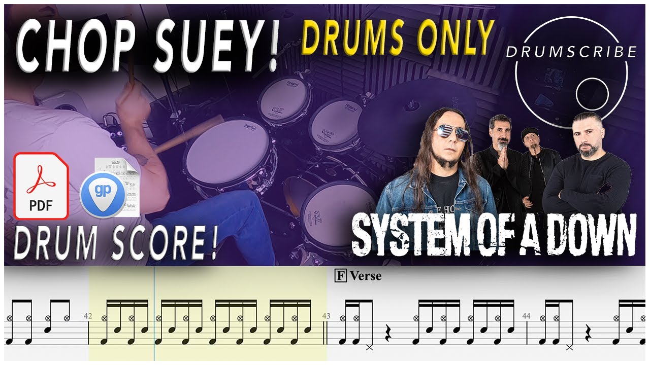 Chop Suey! (DRUMS ONLY) - System of a Down | DRUM SCORE Sheet Music | #35 DRUMSCRIBE