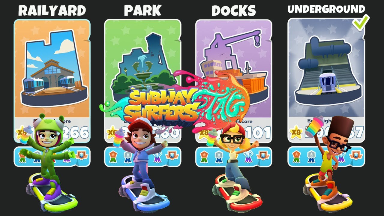Subway Surfers Tag - UNLOCKED ALL MEDALS ON ALL AREAS