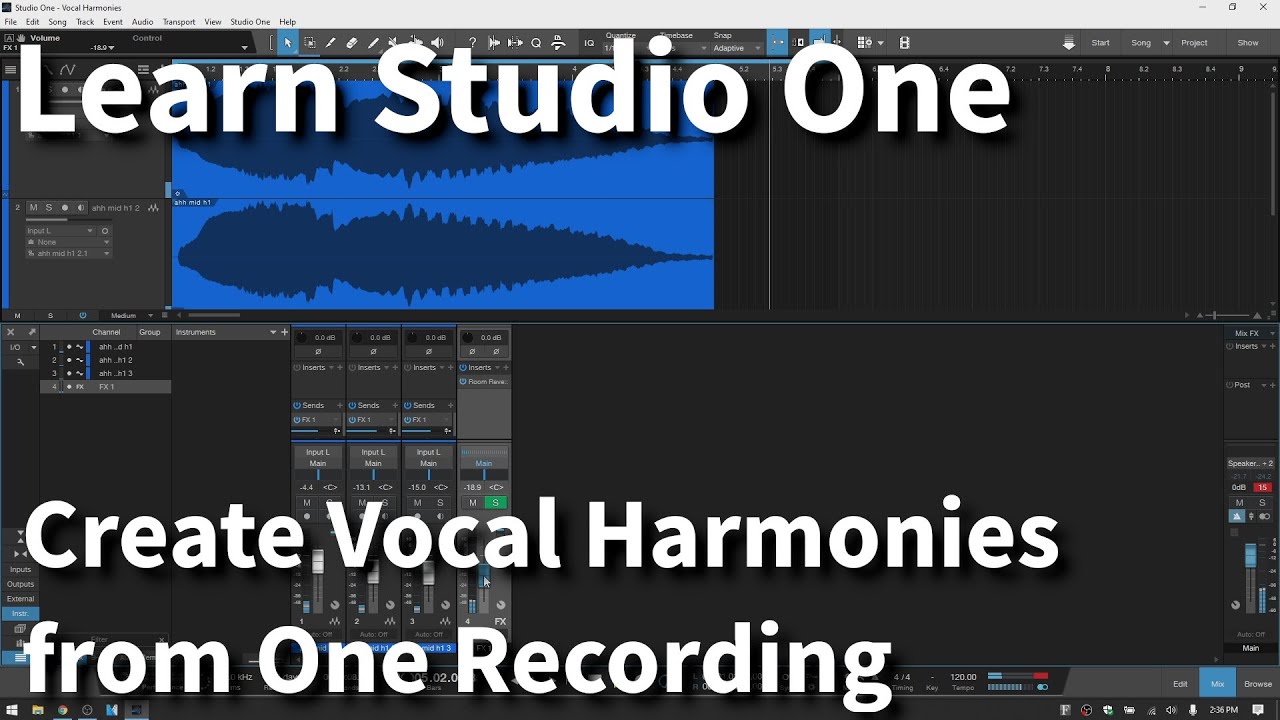 Создание вокальных гармоний в Studio One | Использование только одной аудиозаписи